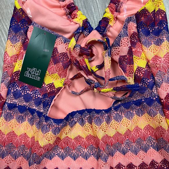 Wild Fable Women's Striped Multicolor Crochet Slip Dress - Size XS - NWT - Picture 10 of 11